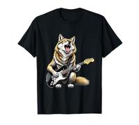 Design Amusant de Loup Jouant de la Guitare électrique pour Les Amateurs de Musique T-Shirt