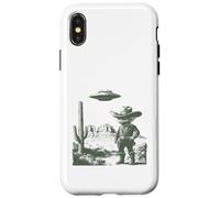 Design Amusant de Rencontre Entre Un Cowboy Extraterrestre et Un ovni dans Le désert Coque pour iPhone X/XS