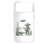 Design Amusant de Rencontre Entre Un Cowboy Extraterrestre et Un ovni dans Le désert Coque pour iPhone 17 Pro Max