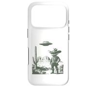Design Amusant de Rencontre Entre Un Cowboy Extraterrestre et Un ovni dans Le désert Coque pour iPhone 17 Pro