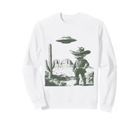 Design Amusant de Rencontre Entre Un Cowboy Extraterrestre et Un ovni dans Le désert Sweatshirt