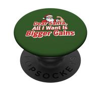Design Amusant « Dear Santa All I Want is Bigger Gains » PopSockets PopGrip Adhésif