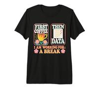 Design Amusant « First Coffee Then Data » T-Shirt Haut de Gamme