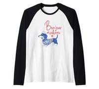 Design Amusant pour Les Amoureux des teckels Bonjour Madame Manche Raglan