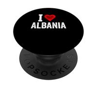 Design amusant rétro « I Love Albania » avec un cœur rouge PopSockets PopGrip Adhésif