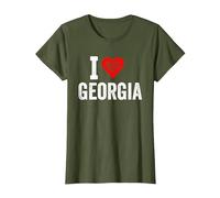 Design Amusant rétro « I Love Georgia » avec Un cœur Rouge T-Shirt, Femme, Olive, 3XL