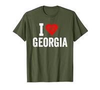 Design Amusant rétro « I Love Georgia » avec Un cœur Rouge T-Shirt, Homme, Olive, S