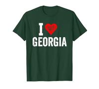 Design Amusant rétro « I Love Georgia » avec Un cœur Rouge T-Shirt, Homme, Vert Forêt, S