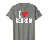 Design Amusant rétro « I Love Georgia » avec Un cœur Rouge T-Shirt, Homme, Vert Kaki chiné, XXL
