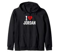 Design amusant rétro I Love Jordan avec un cœur rouge Sweat à Capuche