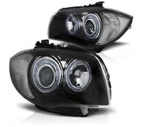 Design Ange Yeux Phares Convient pour BMW 1er E81,E82,E87,E88 04-11 Noir