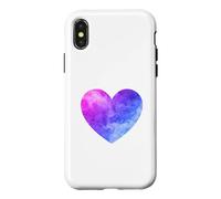 Design Aquarelle en Forme de cœur bisexuel - Couleurs du Drapeau Bi Pride Coque pour iPhone X/XS