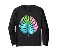 Design Art Dégradé Feuille Monstera Arc-en-Ciel Manche Longue