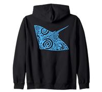 Design Artistique de Raie Manta Tribal Bleu océan Faune Sweat à Capuche