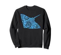 Design Artistique de Raie Manta Tribal Bleu océan Faune Sweatshirt