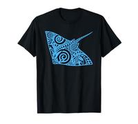 Design Artistique de Raie Manta Tribal Bleu océan Faune T-Shirt
