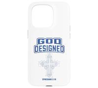 Design athlétique chrétien conçu par Dieu : Croix Bleue Coque pour iPhone 15 Pro