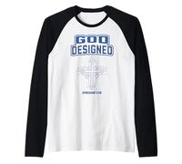 Design athlétique chrétien conçu par Dieu : Croix Bleue Manche Raglan
