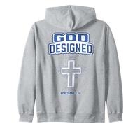 Design athlétique chrétien conçu par Dieu : Croix Bleue Sweat à Capuche
