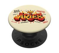 Design Audacieux du Bélier, Signe de Feu Passionné PopSockets PopGrip Adhésif