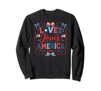Design avec Citation « Loves Jesus and America Too Patriotic Faith » Sweatshirt