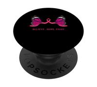 Design « Believe Hope Fight » pour la Sensibilisation au Cancer du Sein PopSockets PopGrip Adhésif
