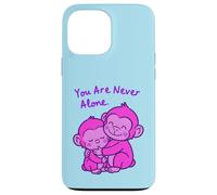 Design « Big Sister Little Sister » câlinant des singes Roses Coque pour iPhone 13 Pro Max