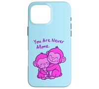 Design « Big Sister Little Sister » câlinant des singes Roses Coque pour iPhone 16 Pro Max