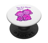 Design « Big Sister Little Sister » câlinant des singes Roses PopSockets PopGrip Adhésif