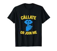 Design bleu et jaune audacieux « Call or join me » T-Shirt