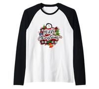 Design Bonhomme de Neige Joyeux Noël, Cloches Lumineuses Branches de pin Manche Raglan