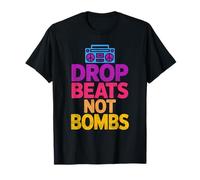 Design Boombox aux Couleurs EDM de Drop Beats Not Bombs T-Shirt