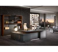 Design Bureau Meubles Ameublement Bureau Table d'angle Boss Cuir Bois Tables Nouveau
