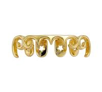 Design Cap Dentaire Six Dents à Motif Ondulé Ajouré, Finition Électroplaquée Style Hip-Hop Bijou Dentaire Cadeau Mode Unisexe(Gold)