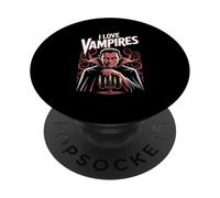 Design captivant « I Love Vampires » PopSockets PopGrip Adhésif