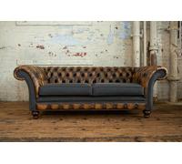 Design Chesterfield Canapé 3 Canapé Set Tissu Rembourrage Cuir Trois places Canapés