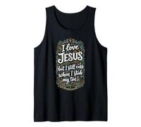 Design chrétien « I Love Jesus But Still Cuss When Stub Toe » Débardeur