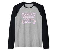 Design Citation I Don't Chase Boys avec nœuds et cœurs Manche Raglan