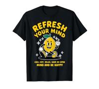 Design Citron Heureux pour Éveiller Votre Esprit T-Shirt Graphique avec Valeur, Homme, Noir, XL