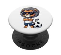 Design Cool de Joueur de Football Lion de Dessin animé PopSockets PopGrip Adhésif