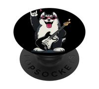 Design Cool Husky Dog Rock Music Guitar Player PopSockets PopGrip Adhésif