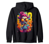 Design Cool Vieil Homme. Cheveux Rouges colorés, Yeux Jaunes chèvre Sweat à Capuche