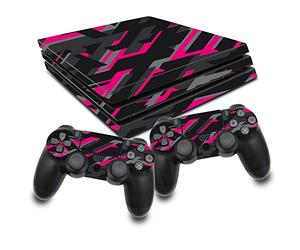 Design Cover Film de protection autocollant en vinyle, anti-rayures, pour console de jeux et boîtier de manette de jeux RX022, spécialement conçu pour PS4 Pro, n° 22, rose fluo