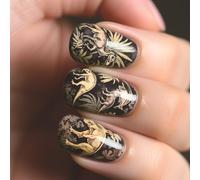 Design créatif de dinosaures rétro pour les femmes qui aiment l'art des ongles pour exprimer leur individualité à n'importe quelle célébration