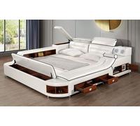 Design Cuir Lits Hôtel Double Tablette Massage Lit Multifonctions Luxe
