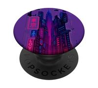 Design Cyberpunk Cityscape pour Les adeptes de Science-Fiction PopSockets PopGrip Adhésif