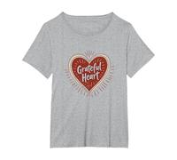 Design d'amour inspirant en Forme de cœur Reconnaissant pour la Gratitude T-Shirt, Femme Grandes Tailles, Gris Chiné, 4X