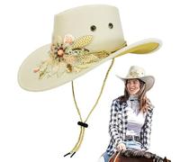 Design de broderie Westernhut - Chapeau de campagne léger imperméable, Femmes d'accessoires de mode | Show Riders Vêtements Pattern Flower, Dance Evening RodeoEvent Music Spectacle Concert Apparence