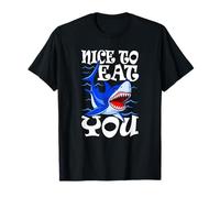 Design de Citation Sarcastique de Jeu de Mots « Nice to Eat You Shark » T-Shirt
