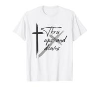 Design de Coup de Pinceau croisé Thru Ups and Downs T-Shirt Graphique avec Valeur, Homme, Blanc, S